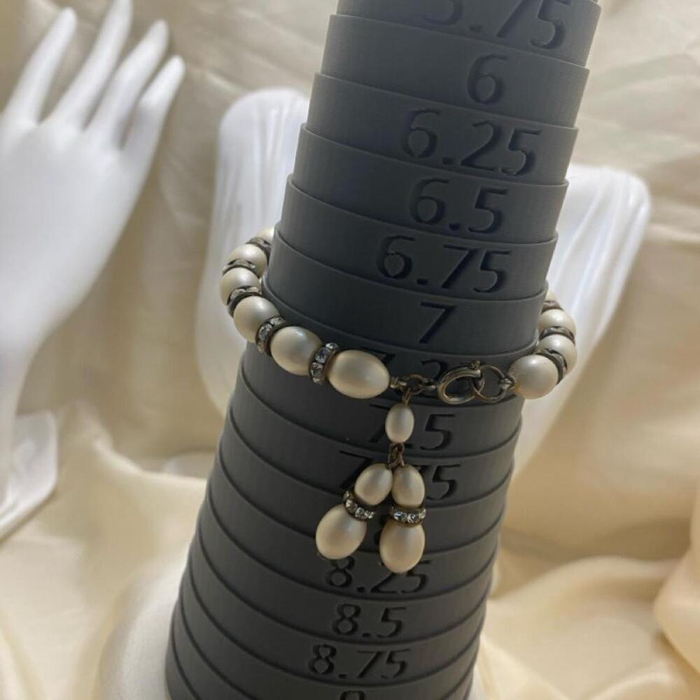 Vintage Faux Pearl Rhinestone Bracelet Cream Pearl Dangle Bridal Glamour